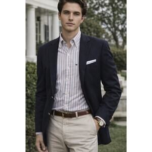 Brooks Brothers Mens Preppy Striped Button Down Shirt L White Blue Ivy League